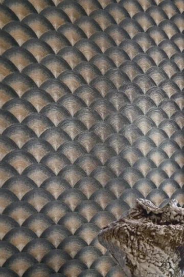 Casamance 70091120 Legendes Nami Céladon/lin - tapeta w fale o fakturze haftu