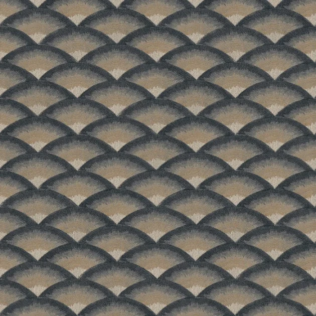 Casamance 70091426 Legendes Nami Noir/doré - tapeta w fale o fakturze haftu