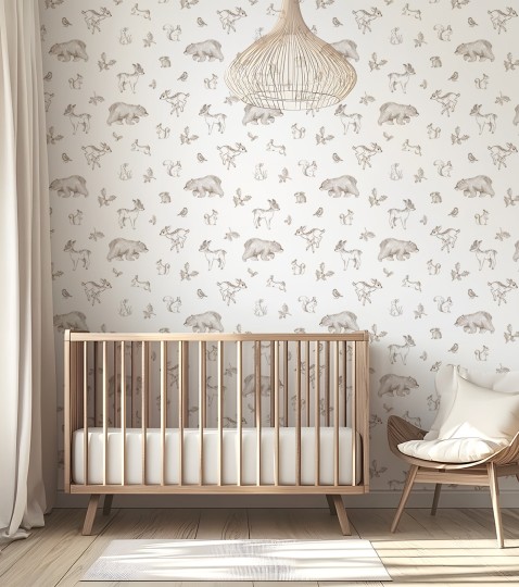 Lilipinso H0821 Natural - tapeta dziecięca w zwierzęta leśne