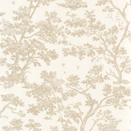 Casadeco 81521122 Les Belles Toiles de Jouy 2 Arbres Tissu Beige lin - tapeta w drzewa
