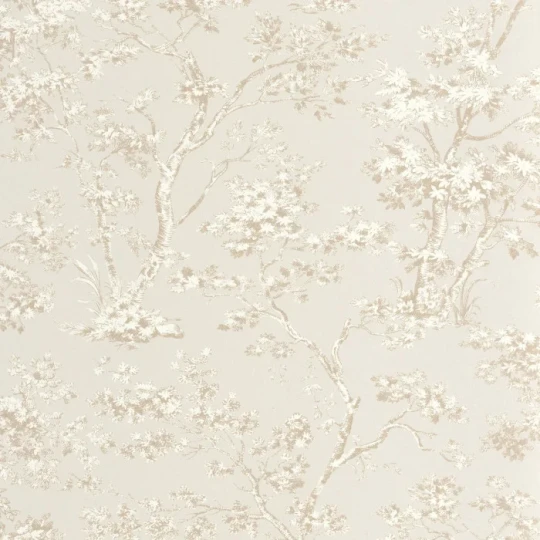 Casadeco 81521101 Les Belles Toiles de Jouy 2 Arbres Tissu Beige - tapeta w drzewa