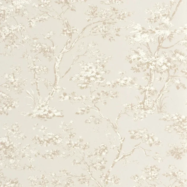 Casadeco 81521101 Les Belles Toiles de Jouy 2 Arbres Tissu Beige - tapeta w drzewa