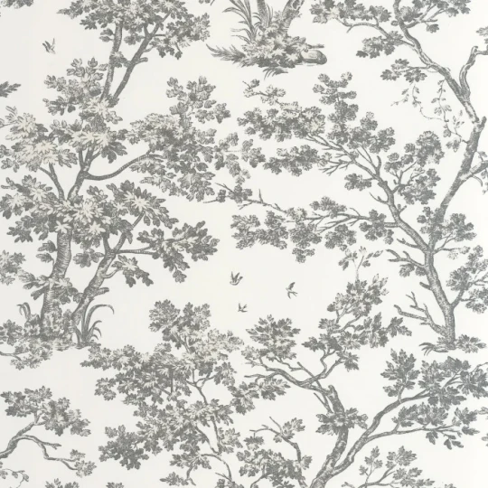 Casadeco 81529889 Les Belles Toiles de Jouy 2 Arbres Noir fusain - tapeta w drzewa