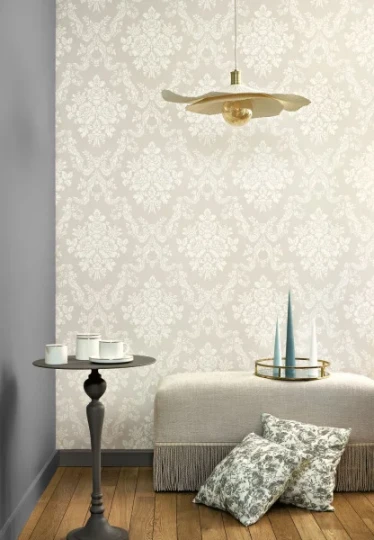 Casadeco 201749292 Les Belles Toiles de Jouy 2 Pompadour Gris perle - tapeta w barokowe ornamenty