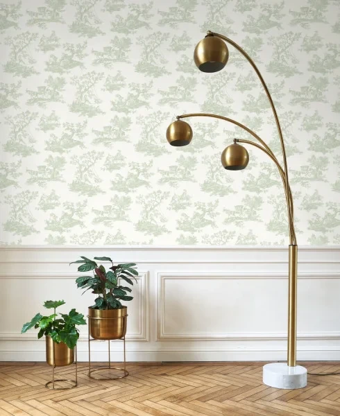 Casadeco 201694114 Les Belles Toiles de Jouy 2 Cadence Rose poudre - tapeta w scenki rodzajowe