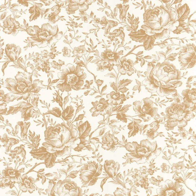 Casadeco 201721331 Les Belles Toiles de Jouy 2 Celestine Camel - tapeta w róże