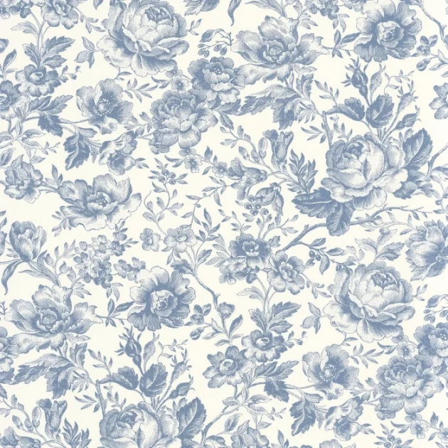 Casadeco 201726505 Les Belles Toiles de Jouy 2 Celestine Bleu encre - tapeta w róże