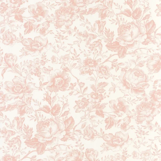 Casadeco 201724101 Les Belles Toiles de Jouy 2 Celestine Rose poudre - tapeta w róże