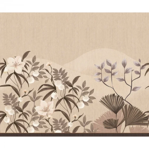 Casadeco 201842112 Rio Hevea Beige ficelle L - mural w egzotyczne rośliny