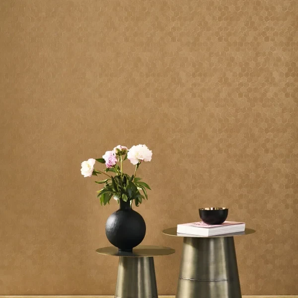 Casadeco 201912888 Solaris Meli Dore - tapeta geometryczna w sześciokąty