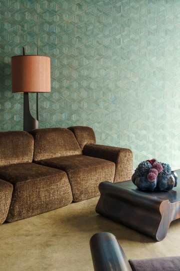 Arte 52480 Prismatic Reflect Turquoise - tapeta geometryczna z rafii