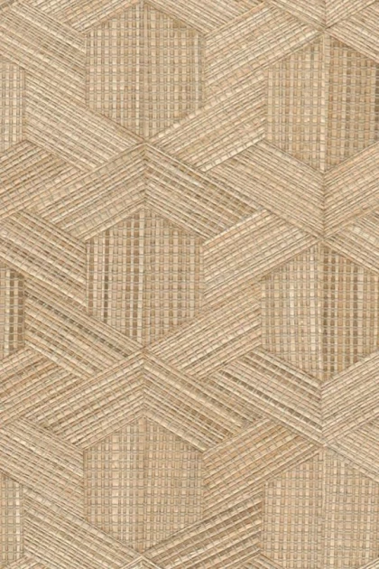 Arte 52481 Prismatic Reflect Golden Straw - tapeta geometryczna z rafii