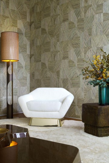 Arte 52461 Prismatic Refraction Ginger Roots - tapeta geometryczna z rafii