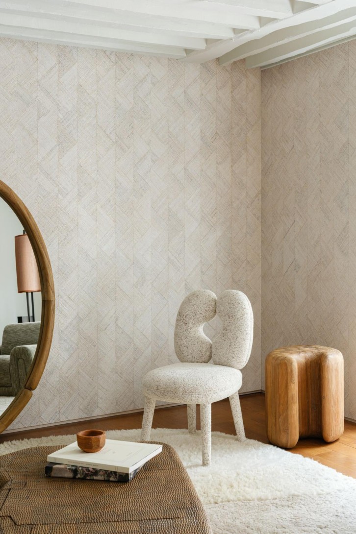 Arte 52422 Prismatic Rutile Washed White - tapeta geometryczna z rafii