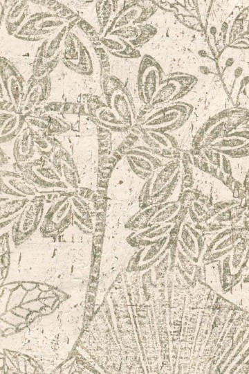 Arte 30351 Essentials Kaolin Hortus Silvery White - tapeta korkowa w roślinny wzór