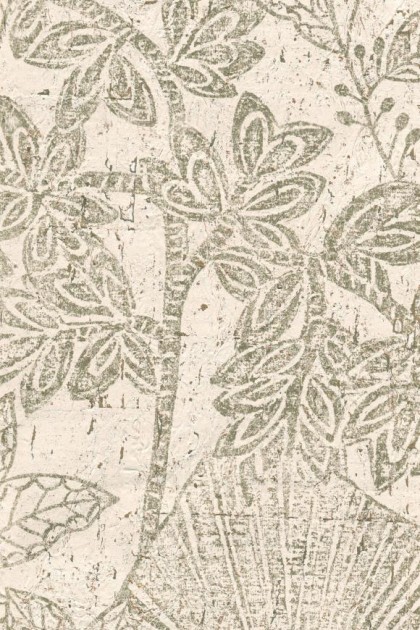 Arte 30351 Essentials Kaolin Hortus Silvery White - tapeta korkowa w roślinny wzór