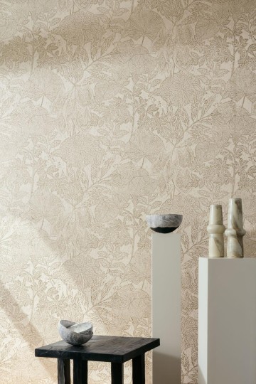 Arte 30351 Essentials Kaolin Hortus Silvery White - tapeta korkowa w roślinny wzór