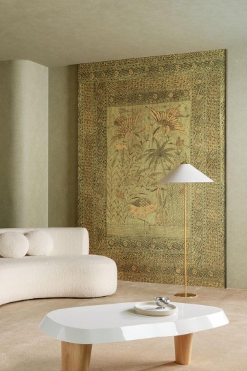 Arte 30371 Essentials Kaolin Passeggio Bright Sunset - mural w żurawie na tle imitującym pergamin