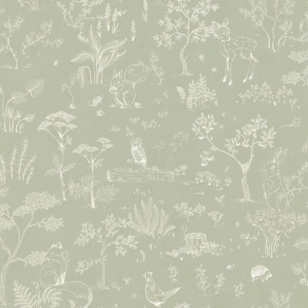 Sandberg 232-38 Familjen Hollie Pistachio - tapeta w leśne zwierzątka