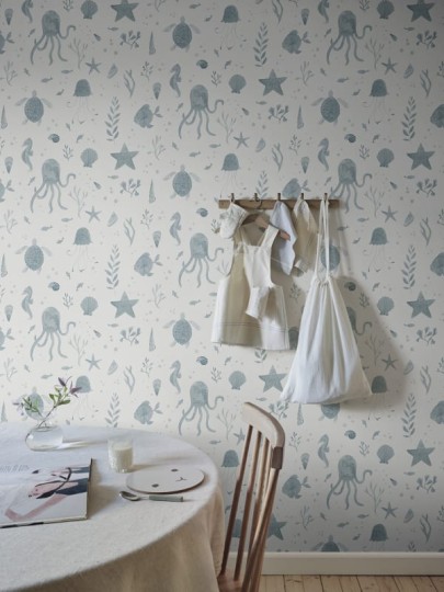 Sandberg 243-36 Familjen Della Ocean Blue - tapeta w podmorskie zwierzątka