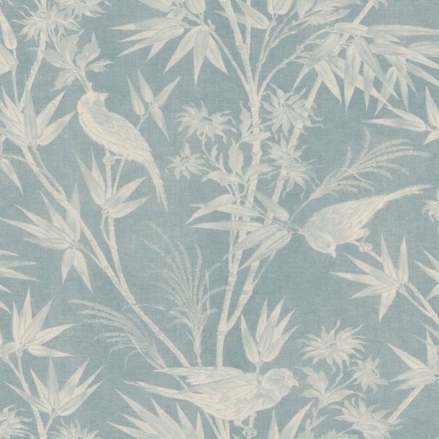 Sandberg S10623 Familjen Celeste Misty Blue - tapeta w egzotyczne ptaki wśród liści