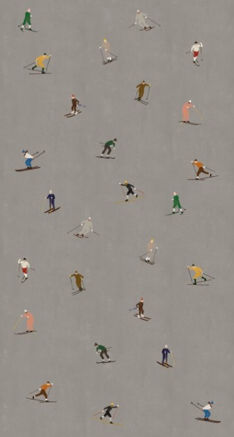 Rebel Walls R21785 Fine Little Day Skiers Day - mural w narciarzy