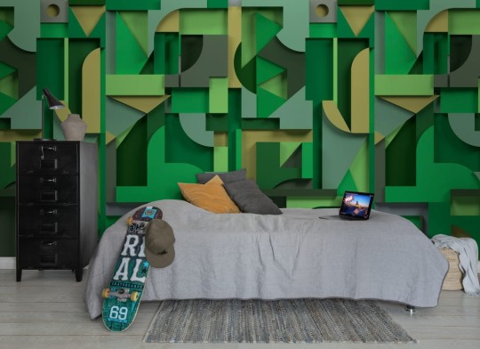 Rebel Walls R21582 Mic Linder Caroline Green - mural w geometryczny wzór 3D