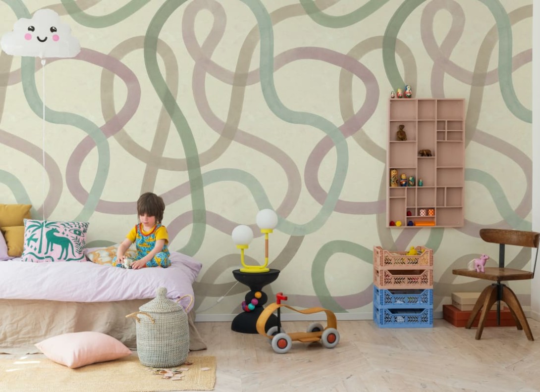 Rebel Walls R21363 Pops Serpentine Pastel - mural w serpentyny