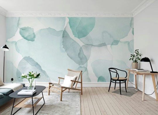 Rebel Walls R21802 Pops Shadow Petals Blue - mural w akwarelowy wzór abstrakcyjny