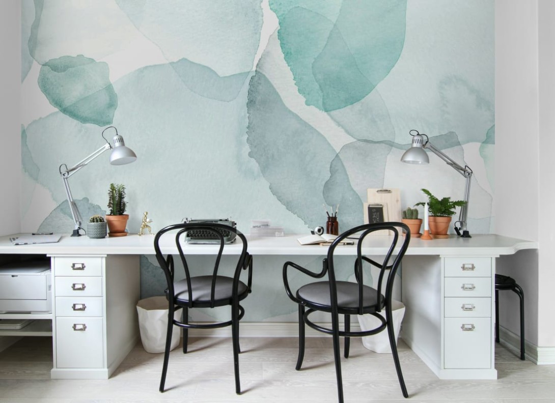 Rebel Walls R21802 Pops Shadow Petals Blue - mural w akwarelowy wzór abstrakcyjny