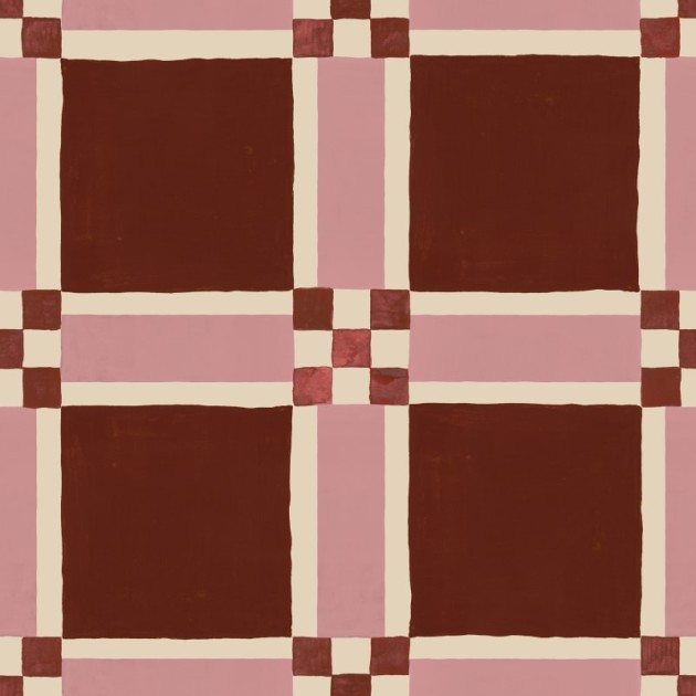 Rebel Walls R21595 Pops Bold Grid Burgundy - mural w retro kratkę