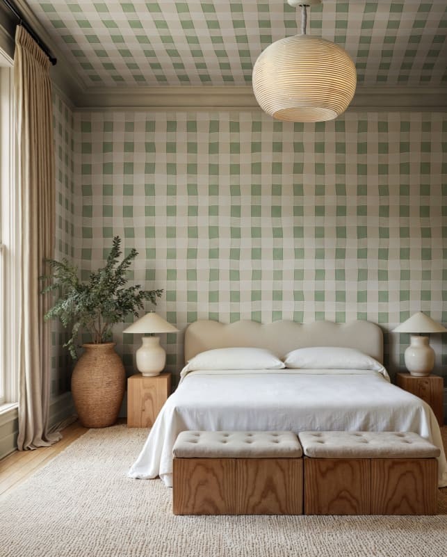 Rebel Walls R21589 Pops Gingham Light Green - mural w kratkę