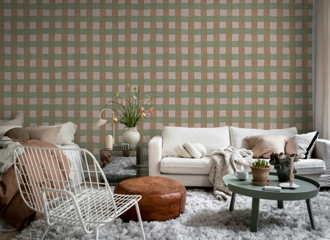 Rebel Walls R21590 Pops Gingham Pink - mural w kratkę