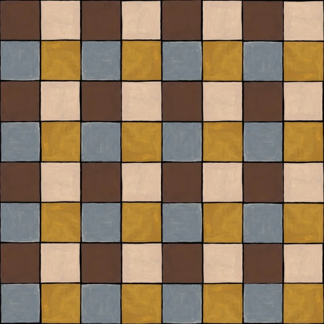 Rebel Walls R21603 Pops Tile Orange - mural w szachownicę