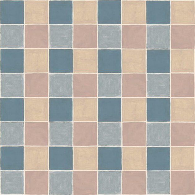Rebel Walls R21604 Pops Tile Pastel - mural w szachownicę