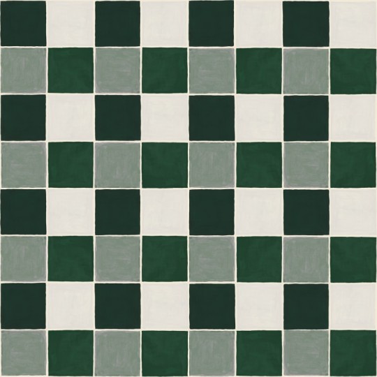 Rebel Walls R21605 Pops Tile Green - mural w szachownicę