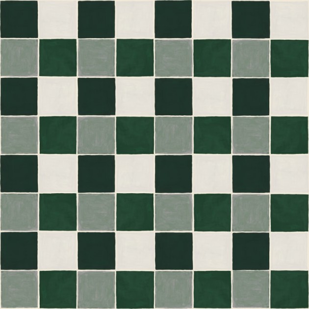 Rebel Walls R21605 Pops Tile Green - mural w szachownicę