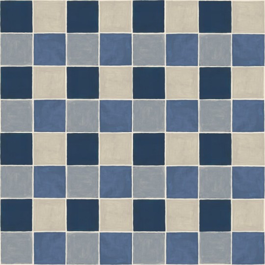 Rebel Walls R21607 Pops Tile Blue - mural w szachownicę
