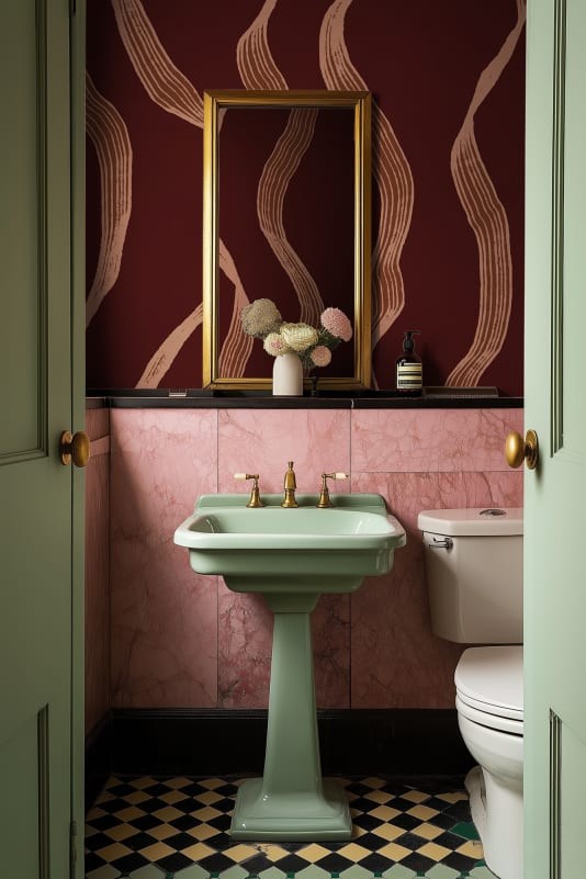 Rebel Walls R21623 Pops Ribbon Stripe Burgundy - mural w fale