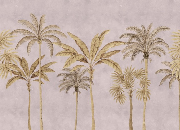 Rebel Walls R20880 Eden Escape Golden Palms Pink - mural w palmy