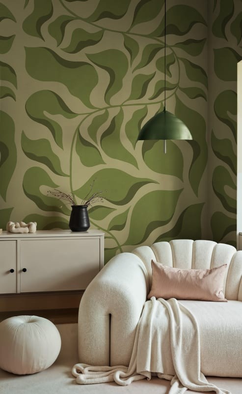Rebel Walls R21447 Eden Escape Bold Botanica Light Green - mural w duże liście