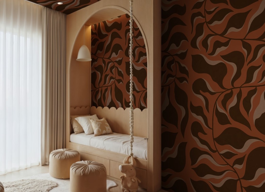 Rebel Walls R21446 Eden Escape Bold Botanica Rust - mural w duże liście