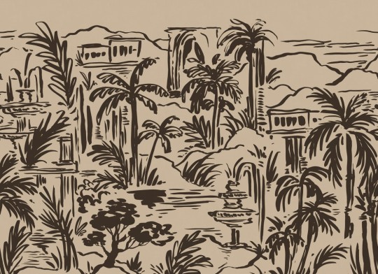 Rebel Walls R21437 Eden Escape Palm Oasis Black - mural w tropikalny krajobraz