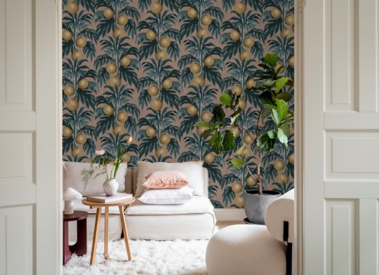 Rebel Walls R20884 Eden Escape Lush Lemons Pink - mural w drzewa cytrynowe