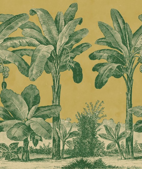 Rebel Walls R20886 Eden Escape Timeless Tropics Yellow - mural w tropikalny pejzaż