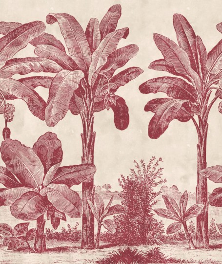 Rebel Walls R20888 Eden Escape Timeless Tropics Red - mural w tropikalny pejzaż