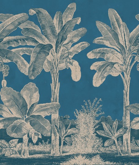 Rebel Walls R20891 Eden Escape Timeless Tropics Blue - mural w tropikalny pejzaż