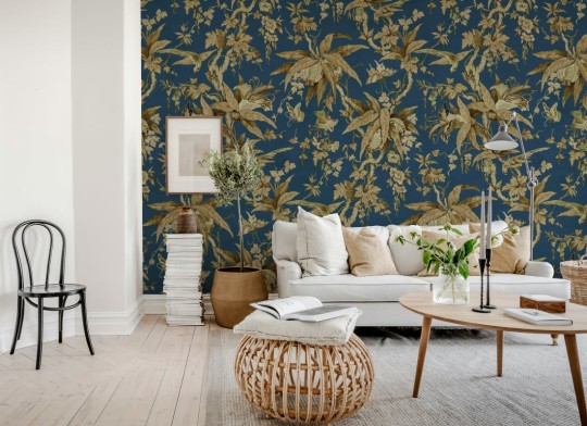 Rebel Walls R20873 Eden Escape Nature of Eden Blue - mural w egzotyczne owoce i kwiaty