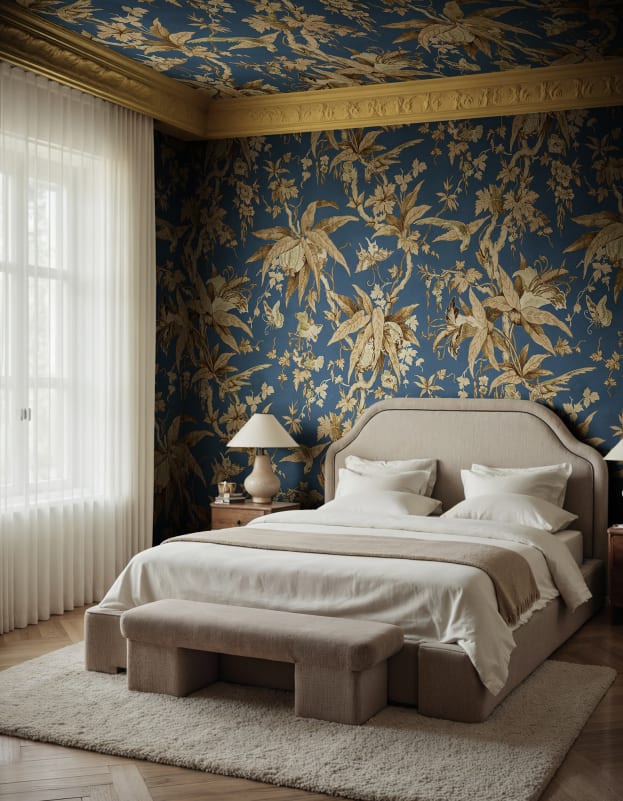 Rebel Walls R20873 Eden Escape Nature of Eden Blue - mural w egzotyczne owoce i kwiaty