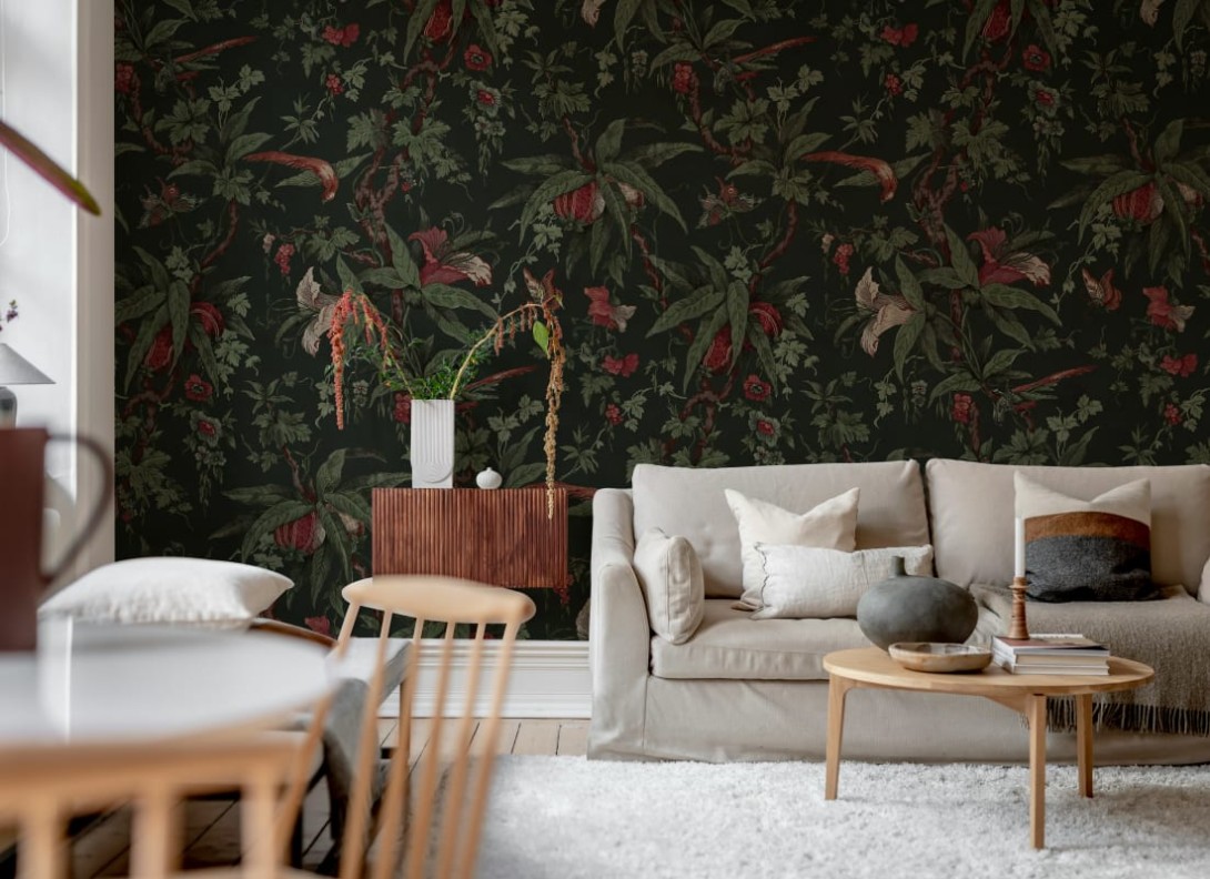 Rebel Walls R20874 Eden Escape Nature of Eden Black - mural w egzotyczne owoce i kwiaty